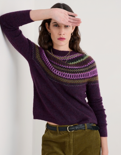 Seasalt Annik Fair Isle Sweater in Grape Oak Mix