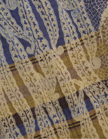 jacquard organic cotton scarf in gold and purple