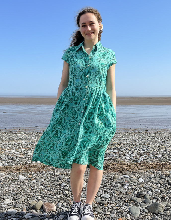 Handprint Dream Apparel Arlington Dress in Crescent Green