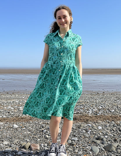 Handprint Dream Apparel Arlington Dress in Crescent Green