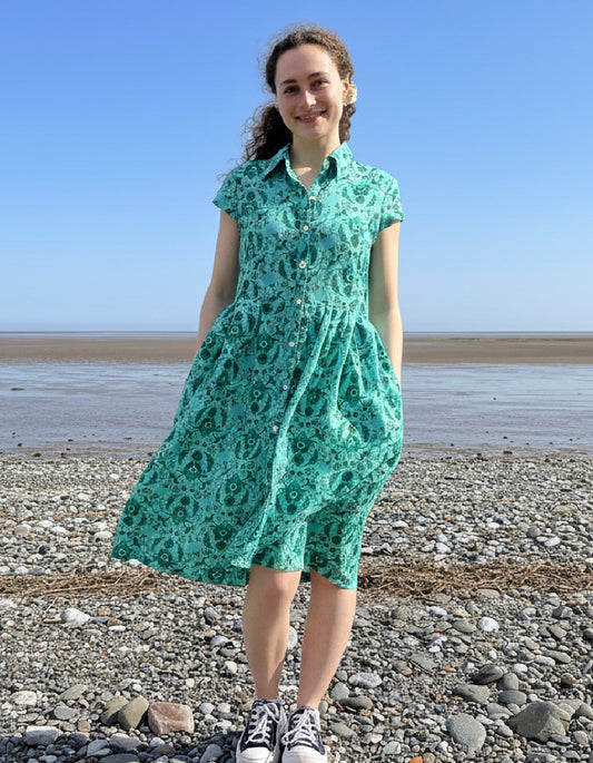 Handprint Dream Apparel Arlington Dress in Crescent Green