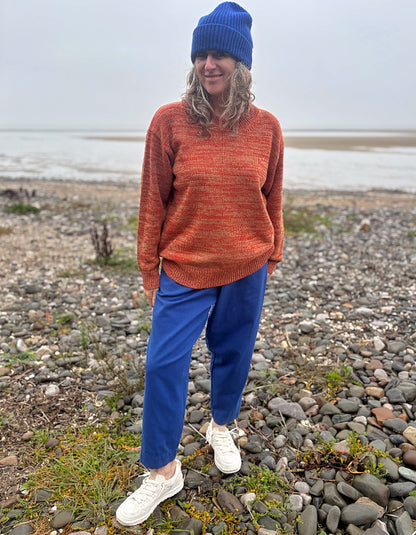 tomato and camel marl wool sweater