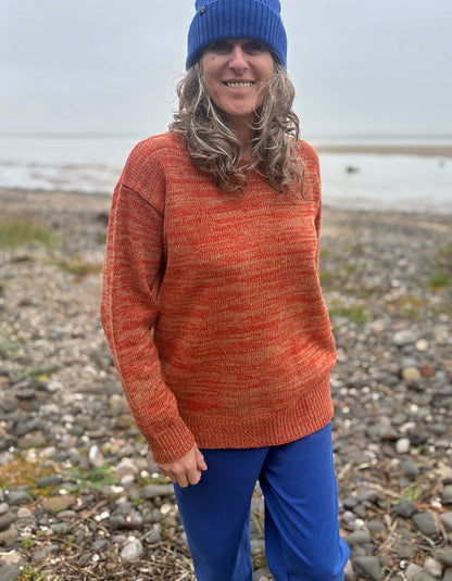 tomato and camel marl wool sweater