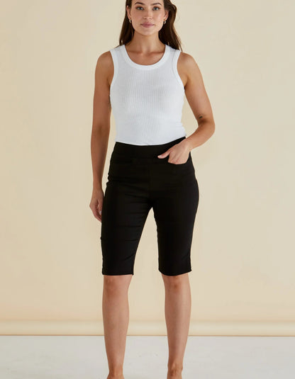 black bengaline Bermuda shorts