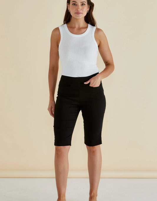 black bengaline Bermuda shorts