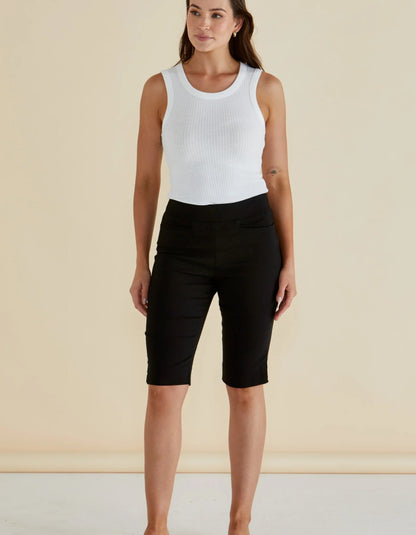 black bengaline Bermuda shorts
