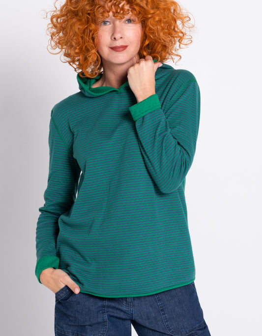 Heidekonigin Hooded Reversible T shirt in Green