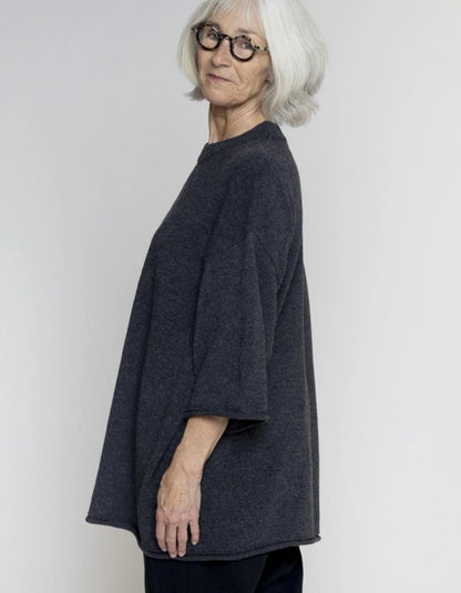 MUSE Wear Birgit Tunic Eco Wool Sweater in Charcoal