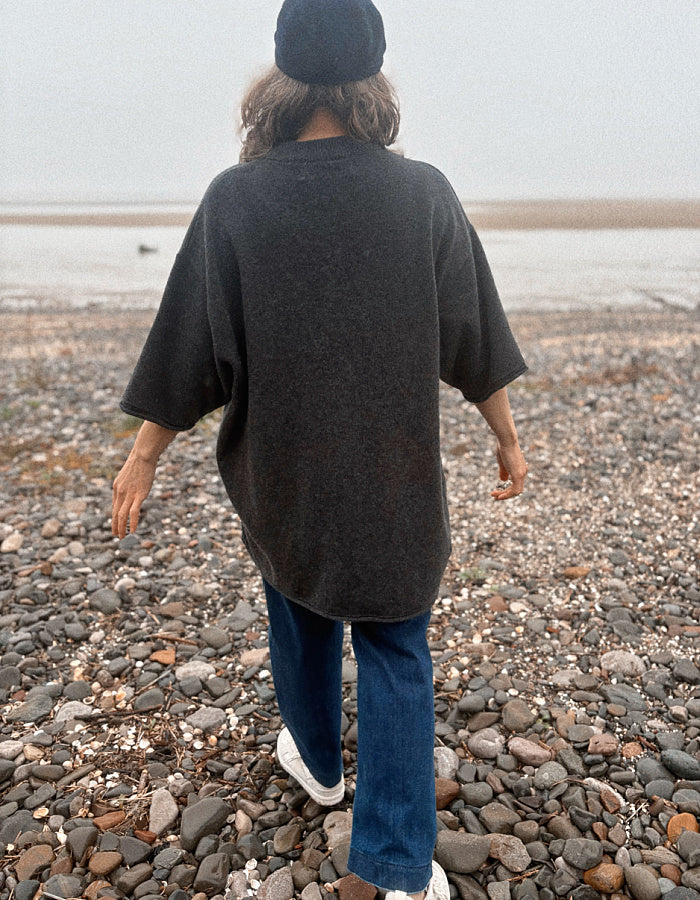 MUSE Wear Birgit Tunic Eco Wool Sweater in Charcoal