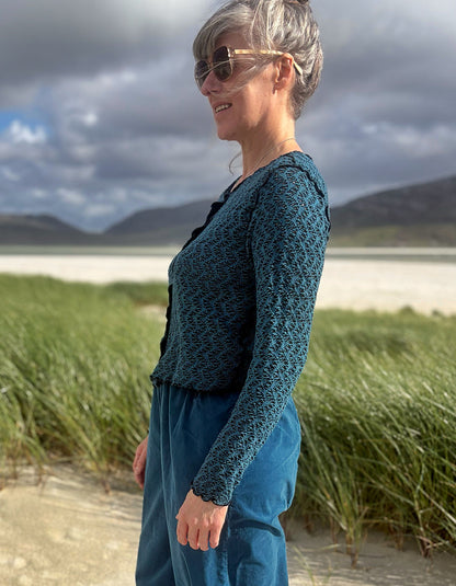 Cut Loose Crochet Cardigan Top in Peacock