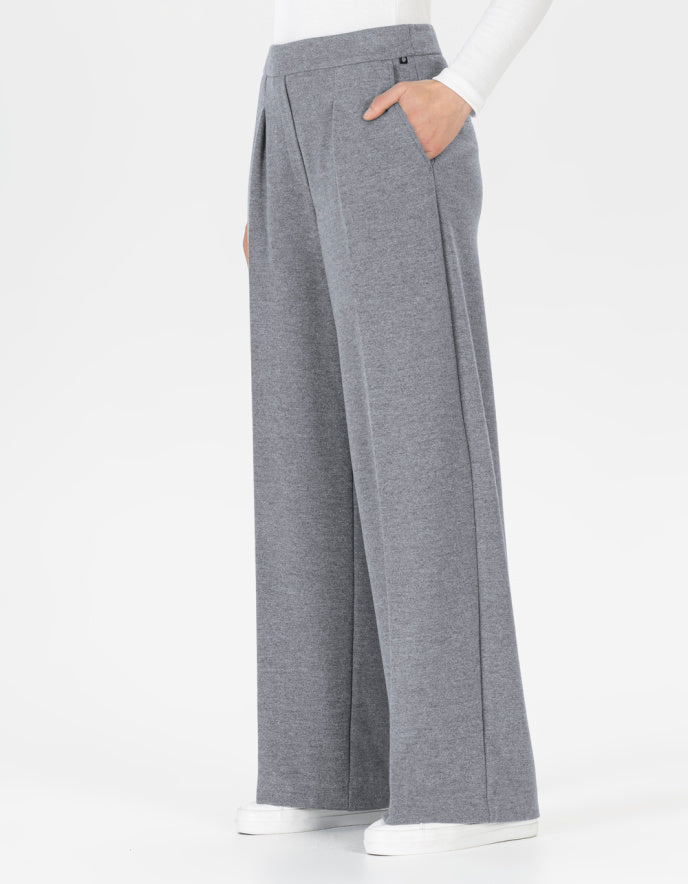 Gray wide-leg pants on a white background