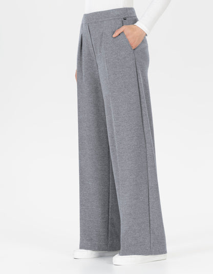 Gray wide-leg pants on a white background