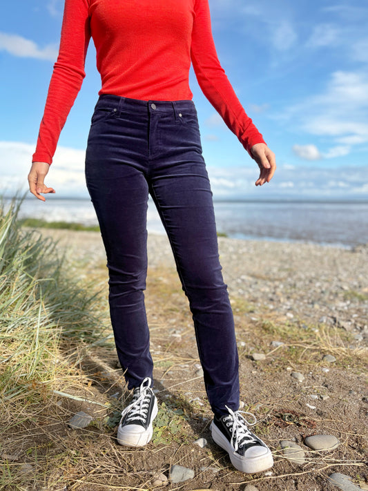 midnight blue velvet jeans