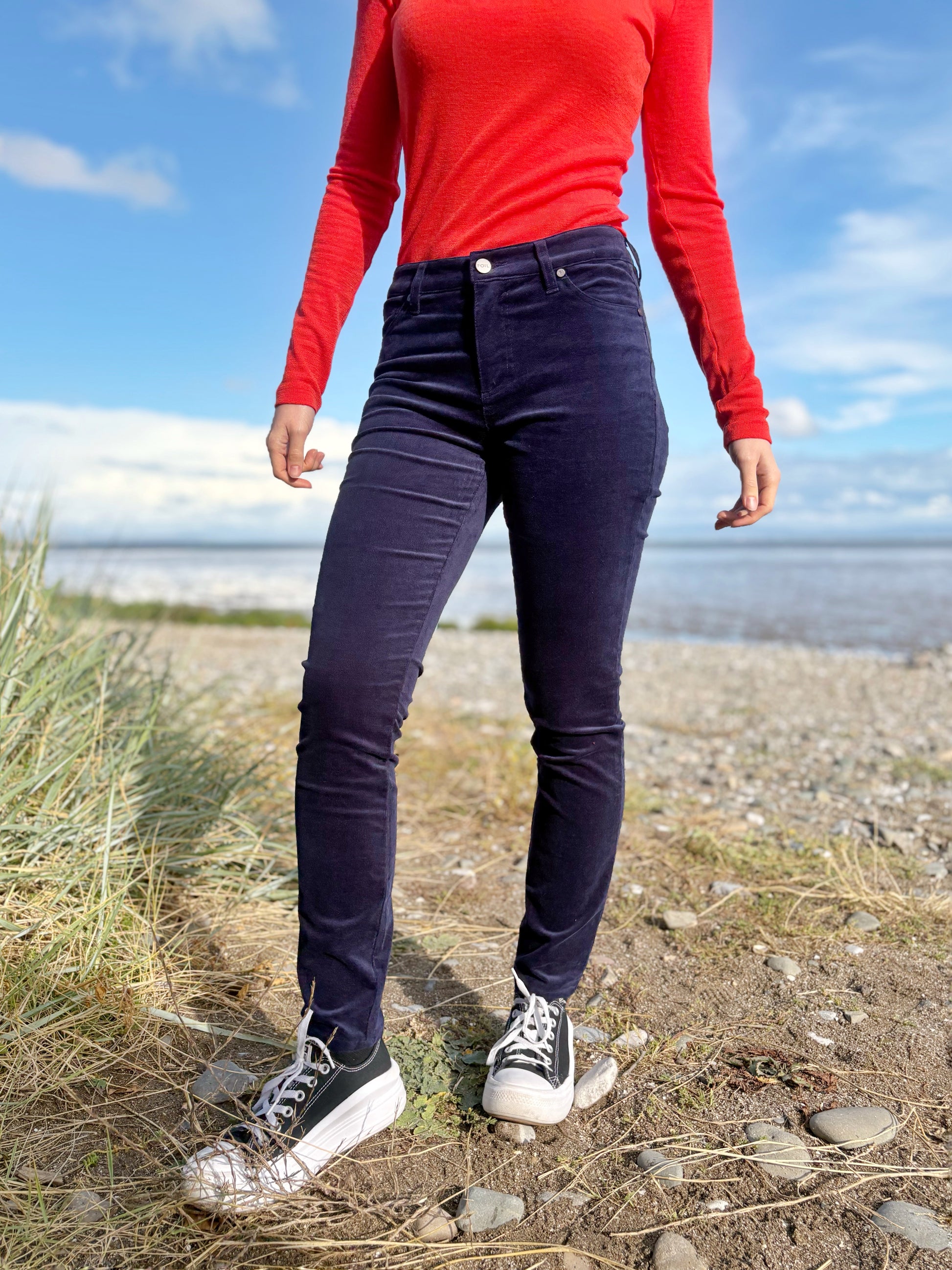 midnight blue velvet jeans