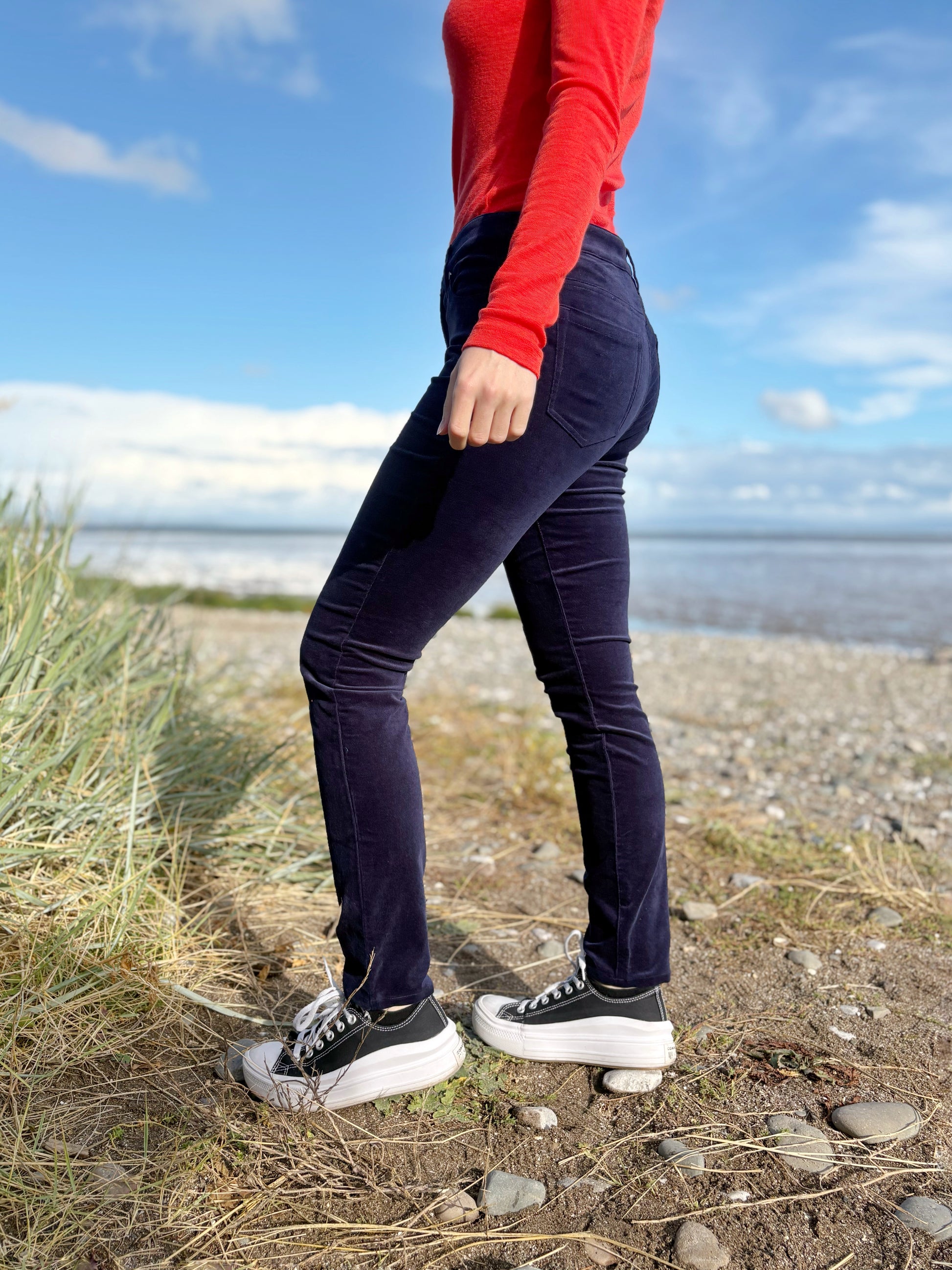 midnight blue velvet jeans