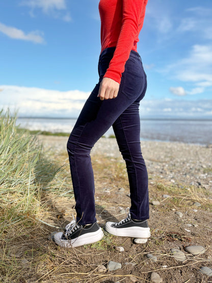 midnight blue velvet jeans