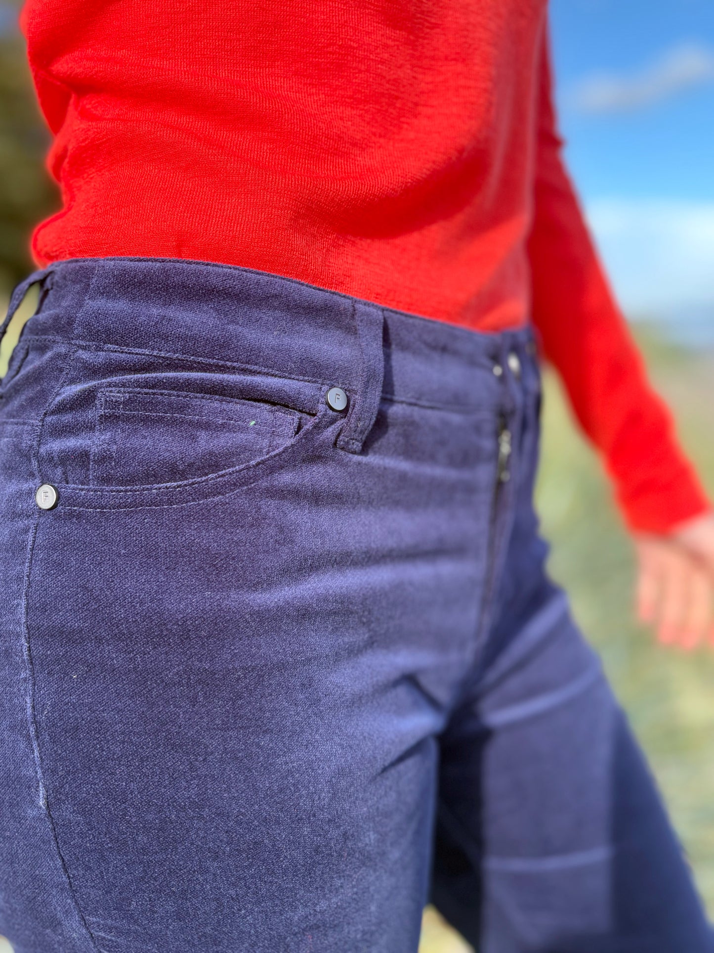 midnight blue velvet jeans