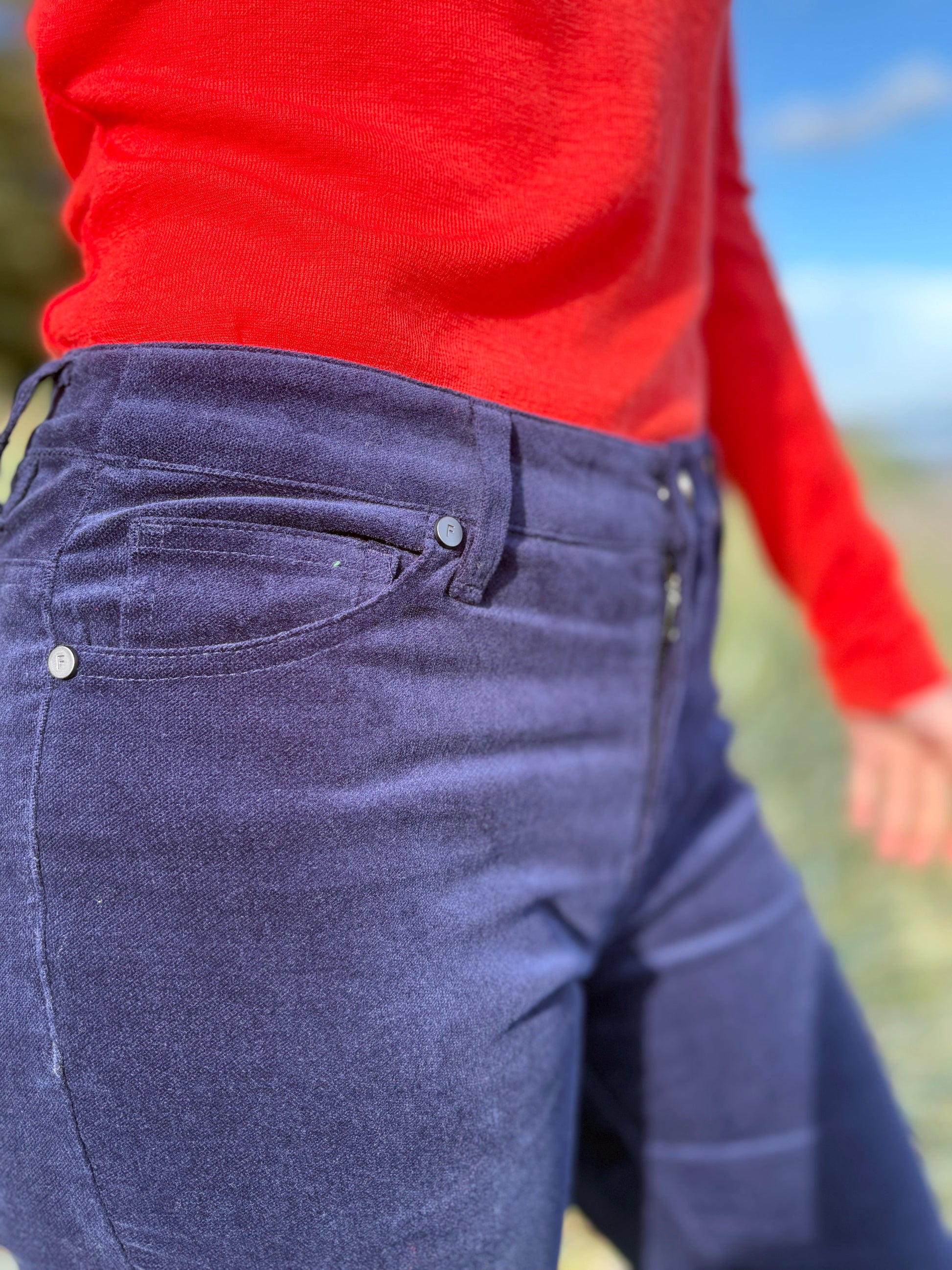 midnight blue velvet jeans