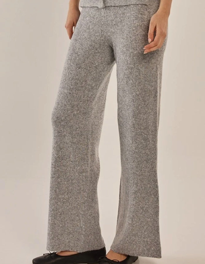wide leg grey knit soft trousers
