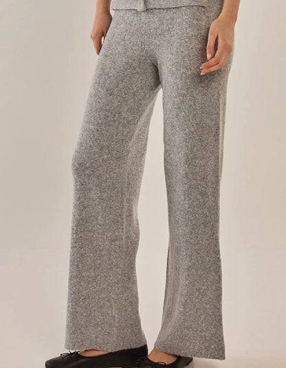 wide leg grey knit soft trousers