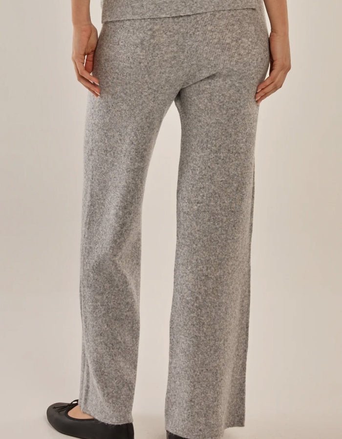 wide leg grey knit soft trousers