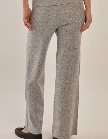 wide leg grey knit soft trousers
