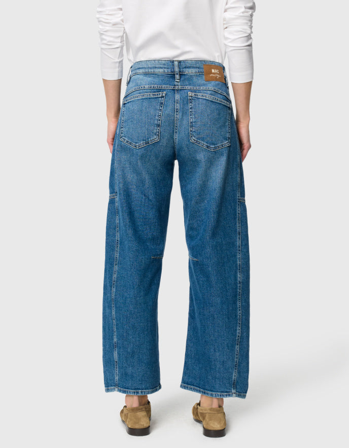 MAC Ohio Barrel Jeans in Mid Blue Wash