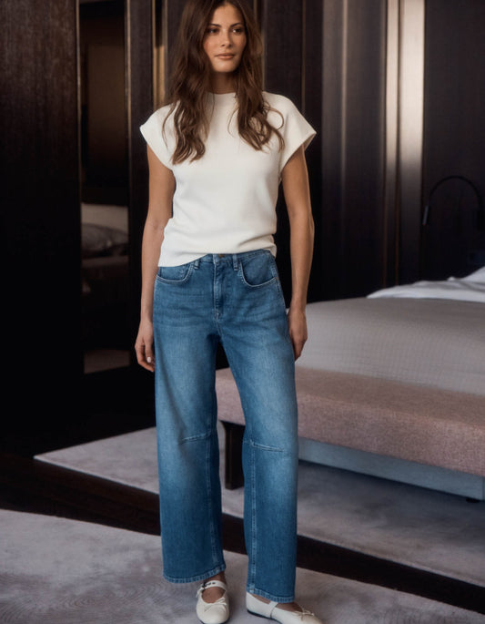 MAC Ohio Barrel Jeans in Mid Blue Wash