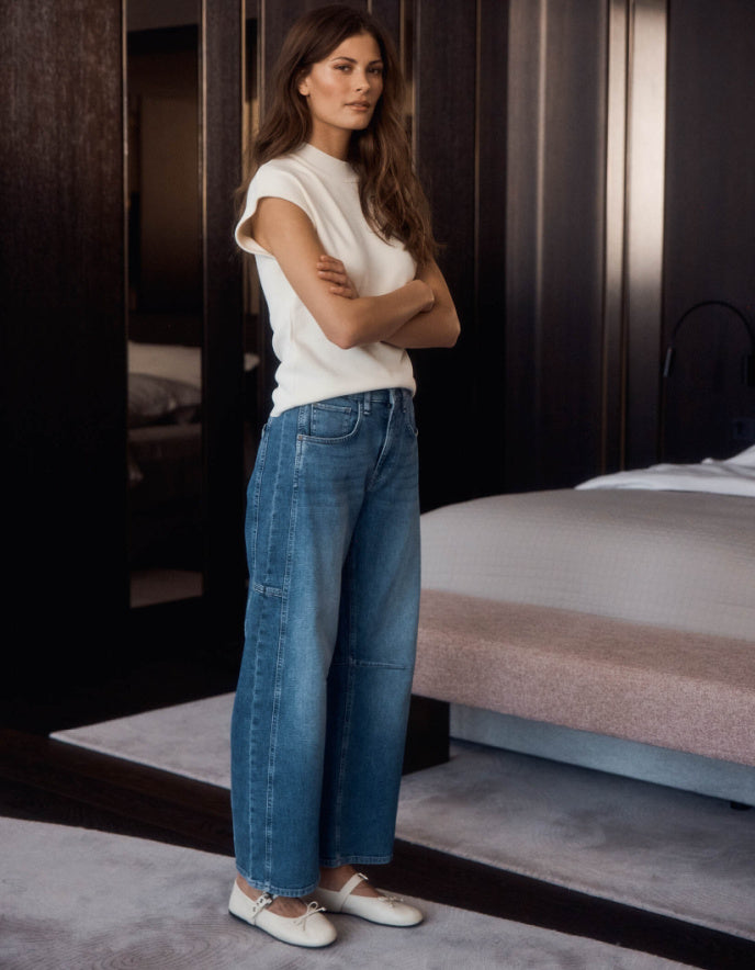 MAC Ohio Barrel Jeans in Mid Blue Wash