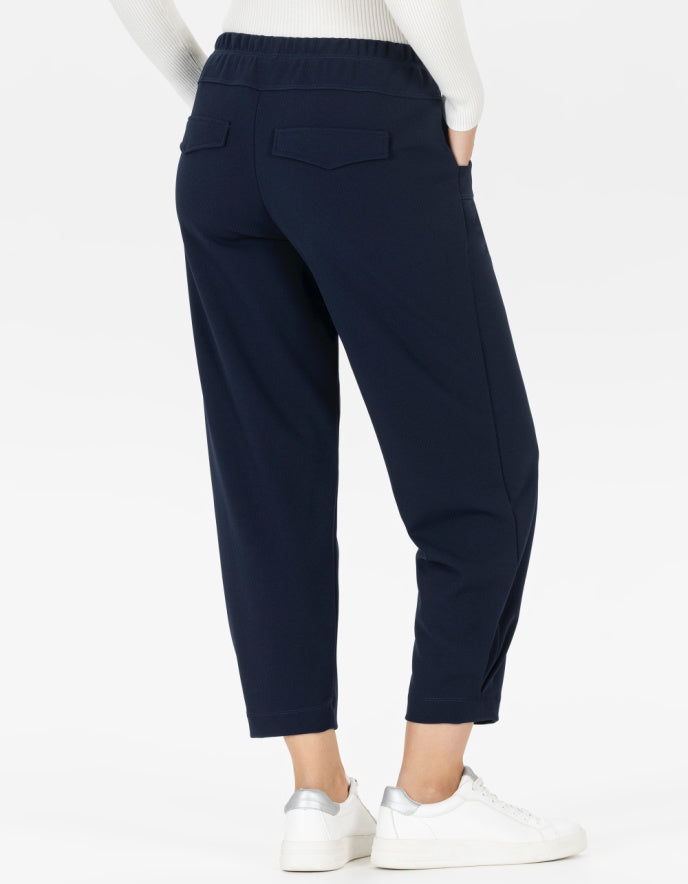 navy techno jersey lantern pull on pants