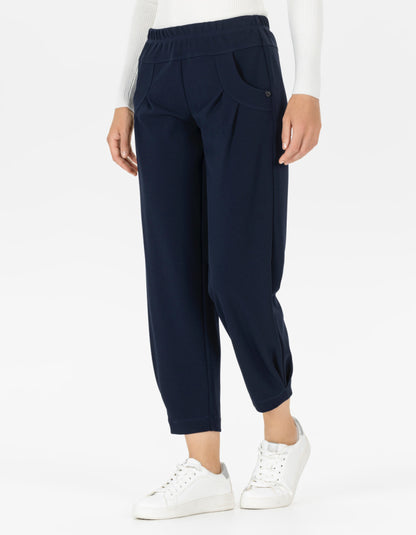 navy techno jersey lantern pull on pants
