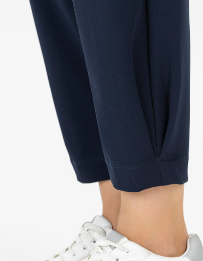 navy techno jersey lantern pull on pants