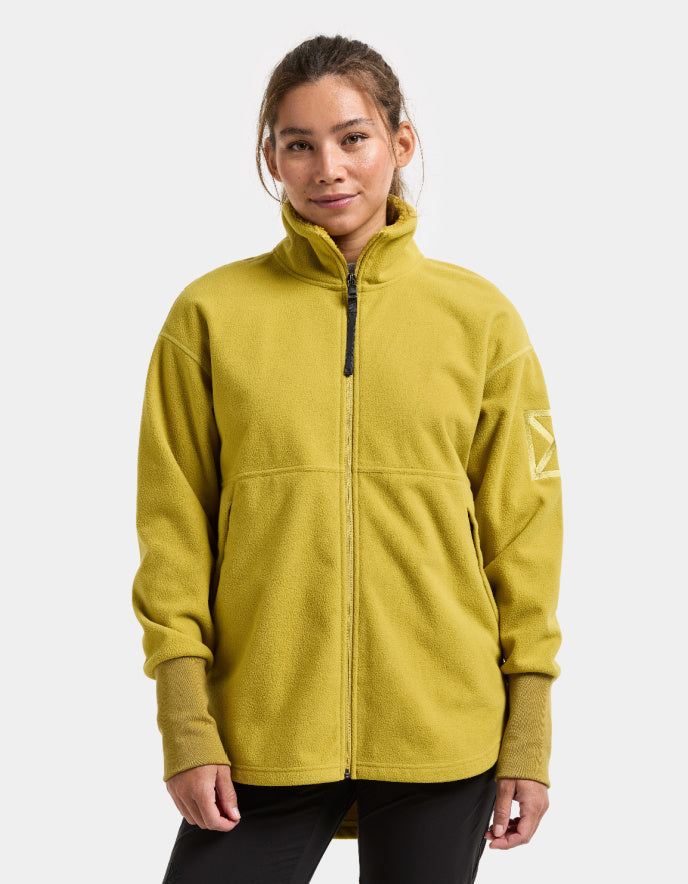 woman wearing yellow fleece jacket