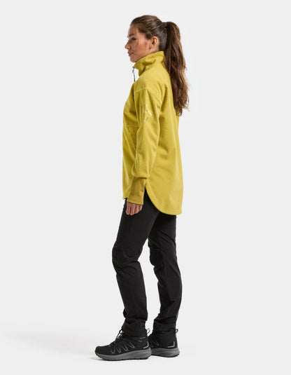 woman wearing yellow fleece jacket