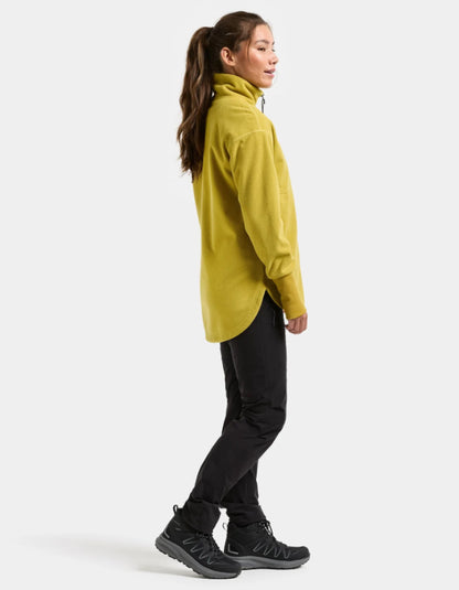 woman wearing yellow fleece jacket