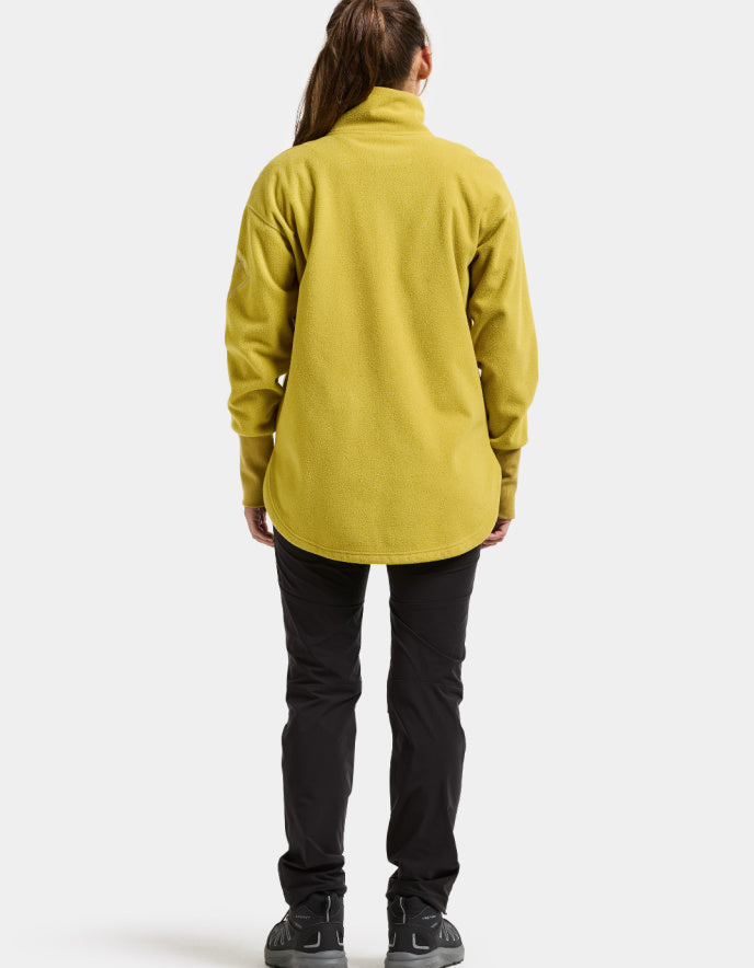 woman wearing yellow fleece jacket