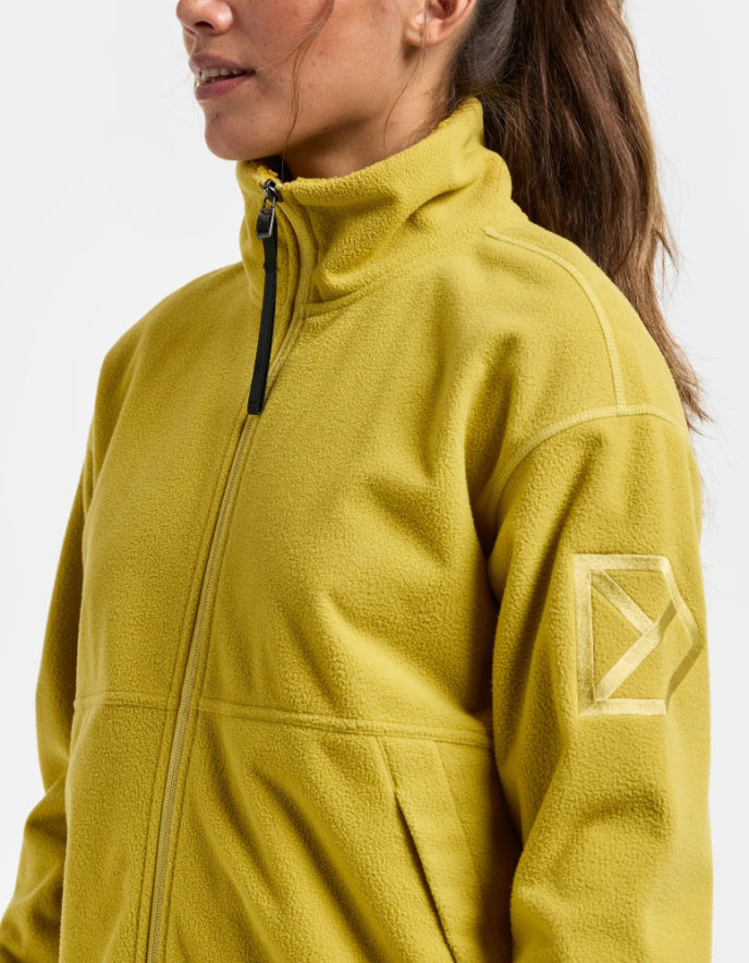 woman wearing yellow fleece jacket