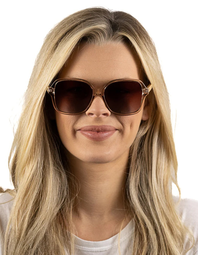 SOEK Scarlett Champagne Sunglasses with Brown Gradient Lens and Maple Arms