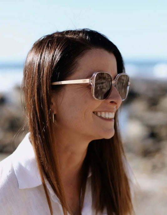 SOEK Scarlett Champagne Sunglasses with Brown Gradient Lens and Maple Arms