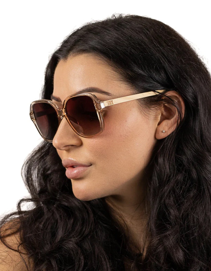 SOEK Scarlett Champagne Sunglasses with Brown Gradient Lens and Maple Arms