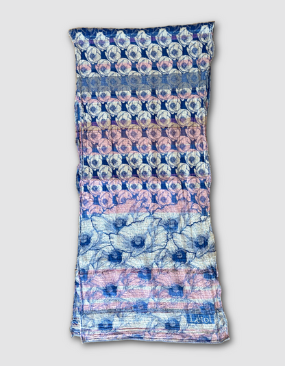 jacquard organic cotton scarf in blue and pink