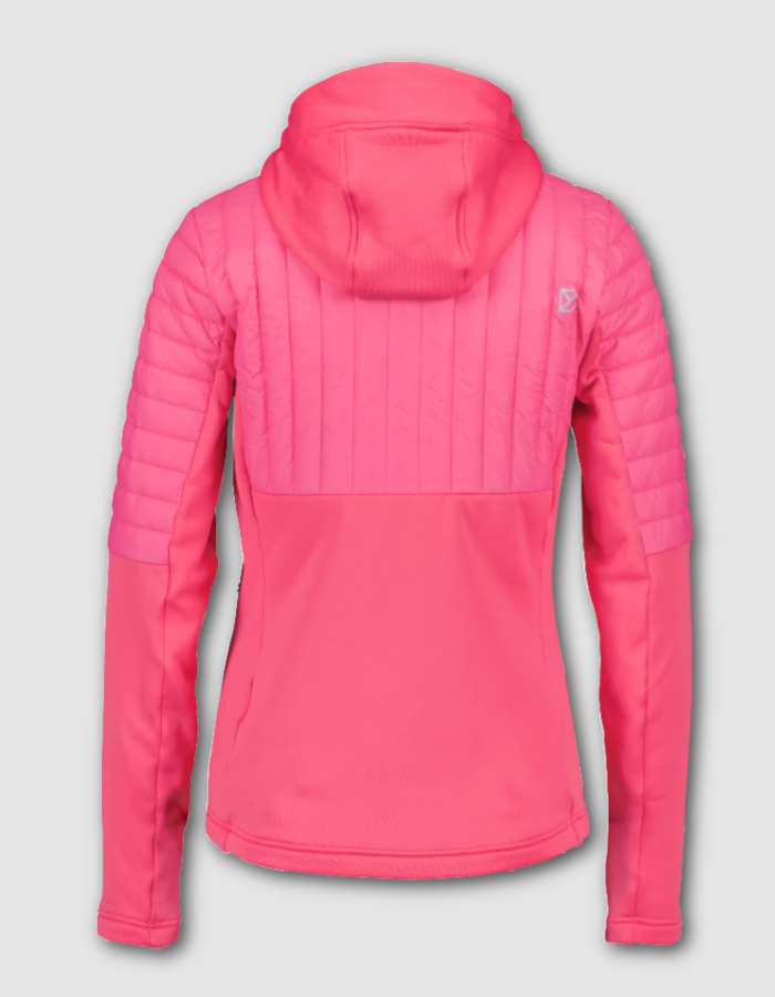 mid layer pink hooded jacket for outdoor activities