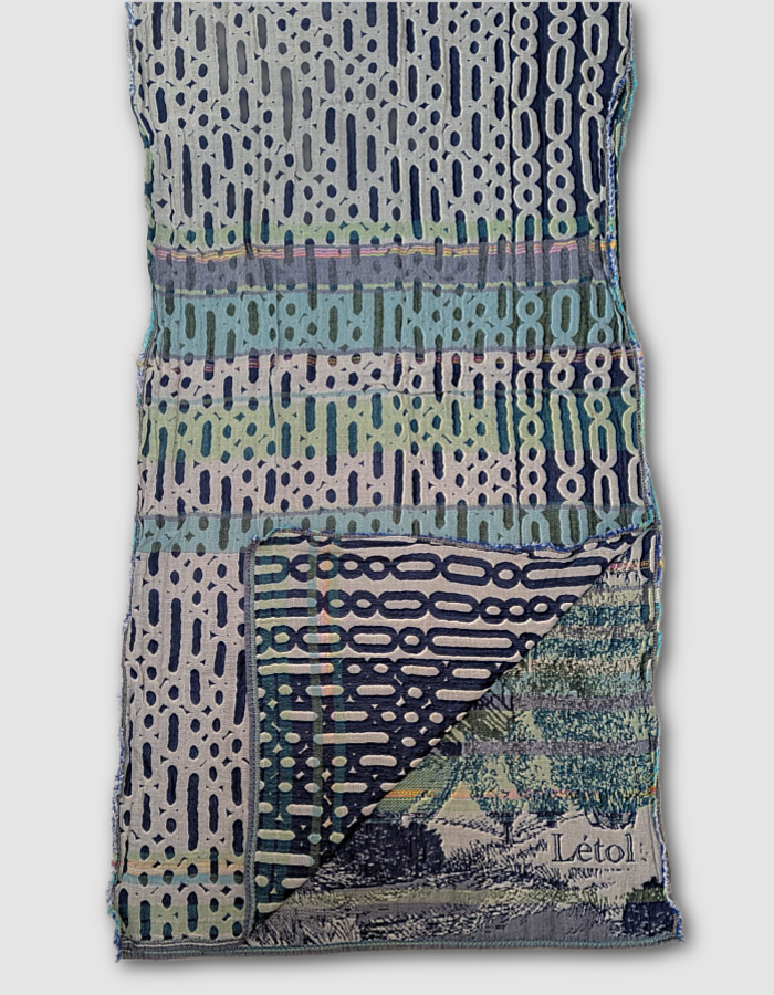 French jacquard scarf in blue and green