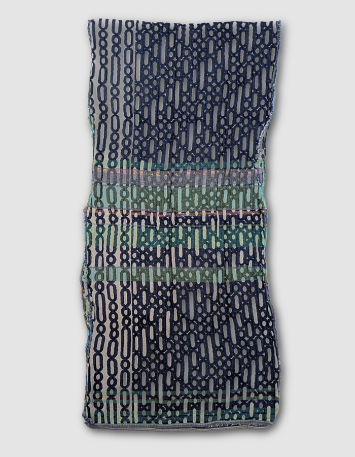 French jacquard scarf in blue and green