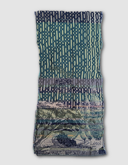 French jacquard scarf in blue and green