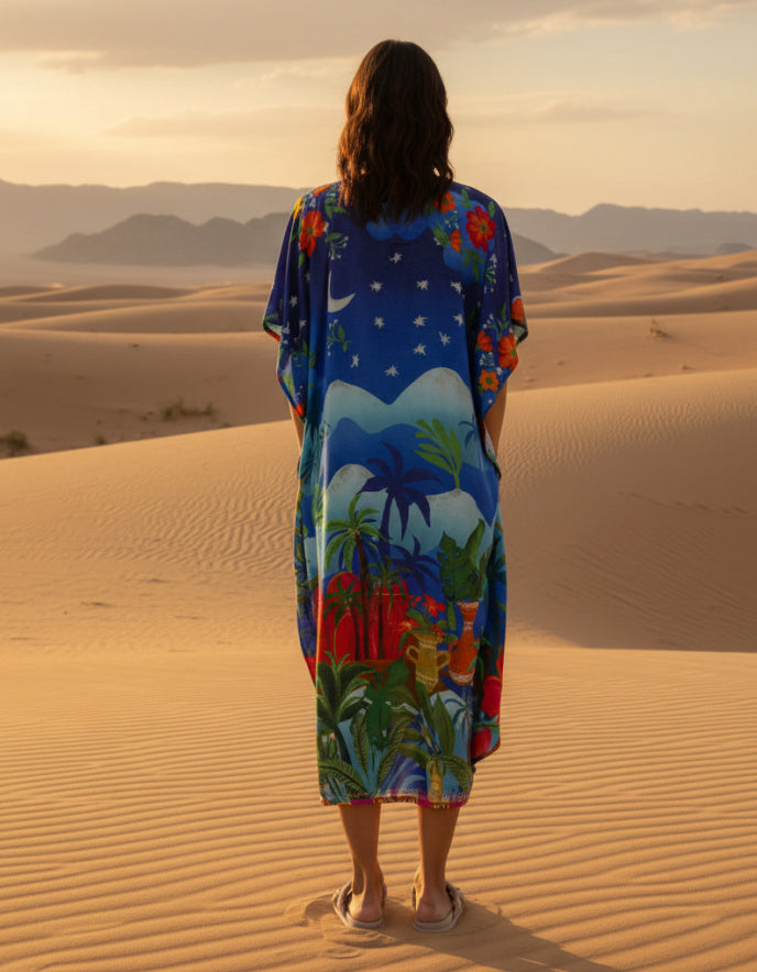 arabian nights printed kaftan dress