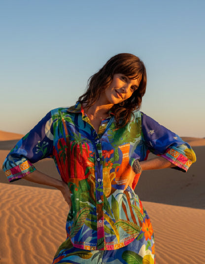 3/4 sleeve shirt with Arabian nights print