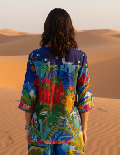 3/4 sleeve shirt with Arabian nights print