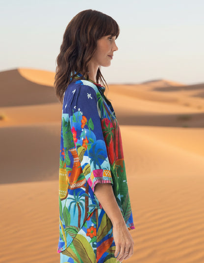 3/4 sleeve shirt with Arabian nights print