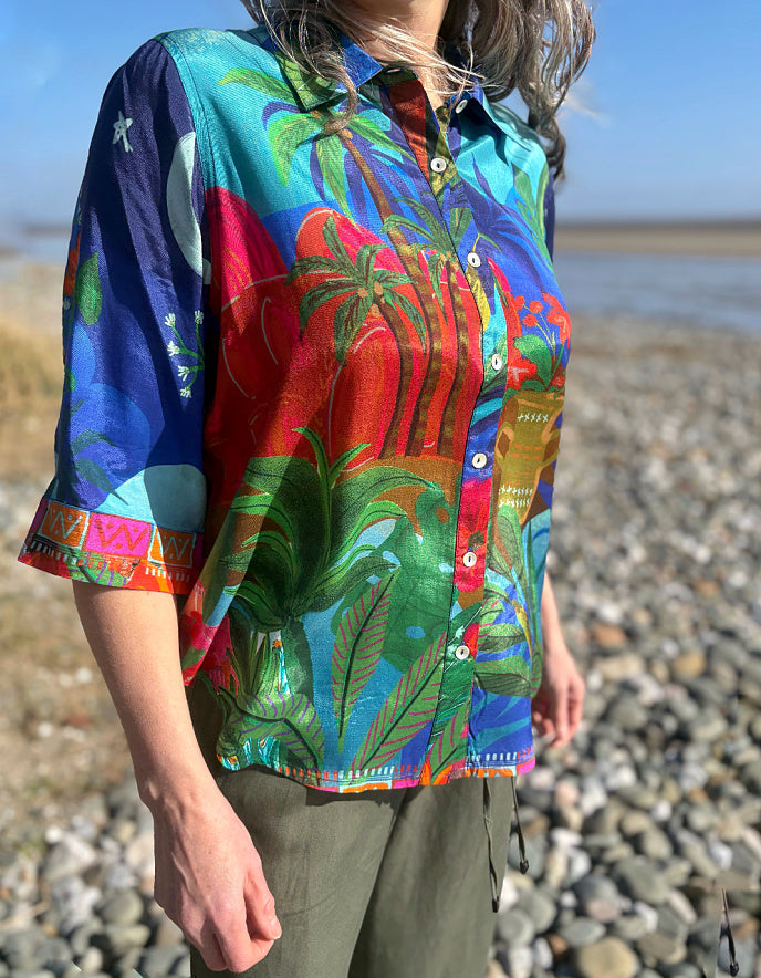 3/4 sleeve shirt with Arabian nights print